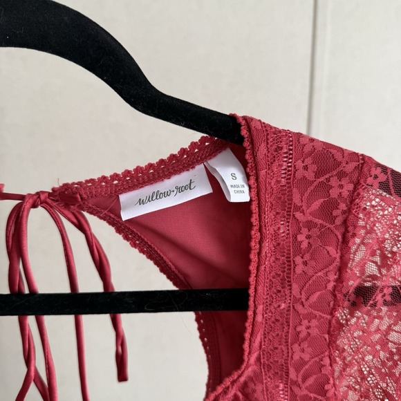 Willow Root Pink Floral Corset Cropped Lace Top Tie Back Women's Size Small - Picture 3 of 5